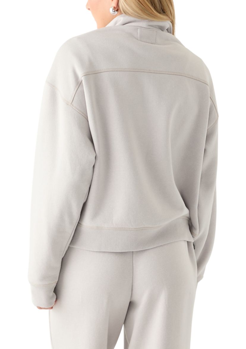 Womens Comfy Fleece 1/4 Zip Mineral Wash Sweatshirt