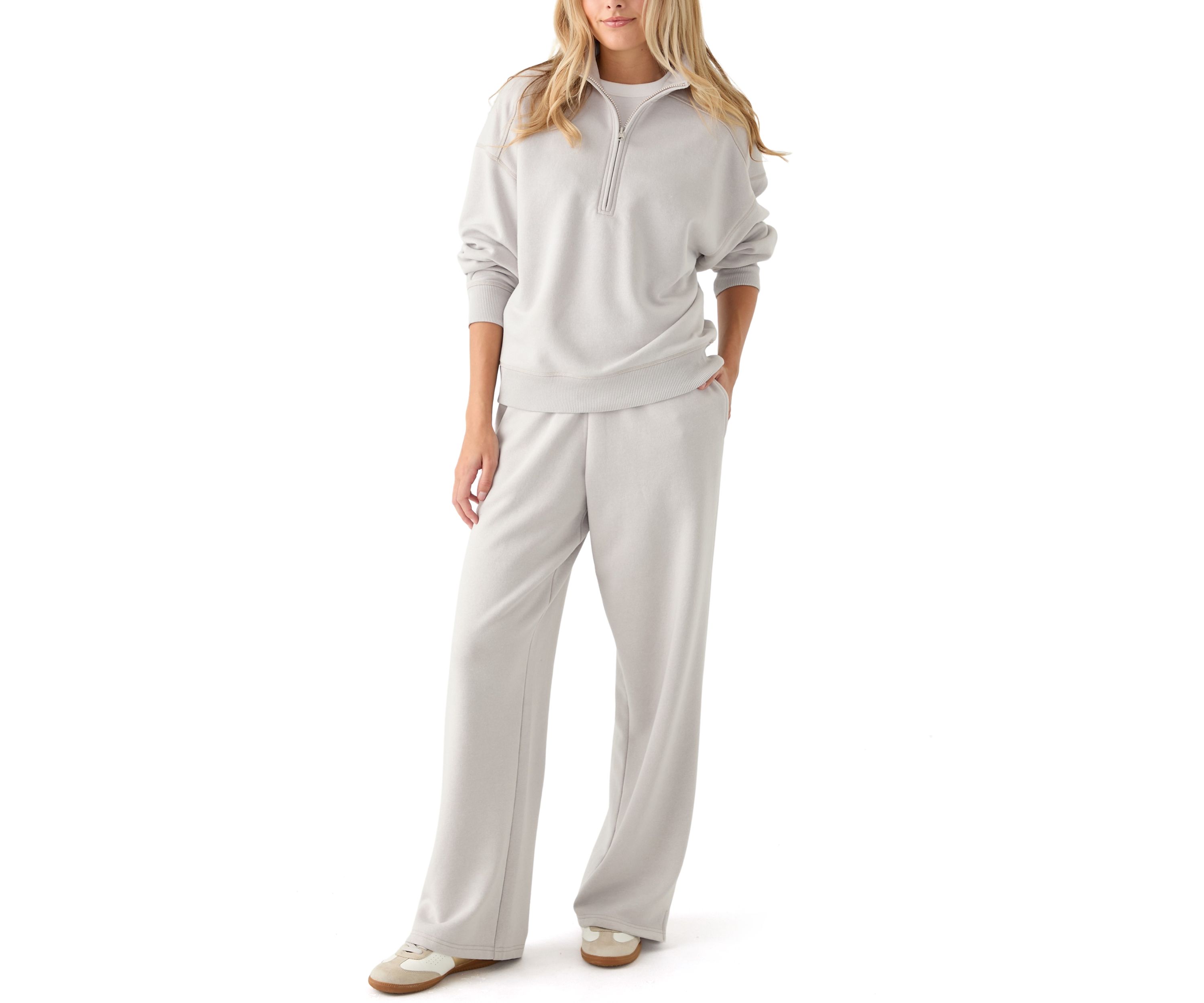 Womens Comfy Fleece 1/4 Zip Mineral Wash Sweatshirt