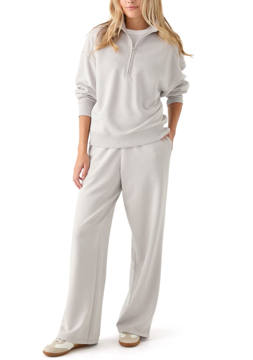Womens Comfy Fleece 1/4 Zip Mineral Wash Sweatshirt