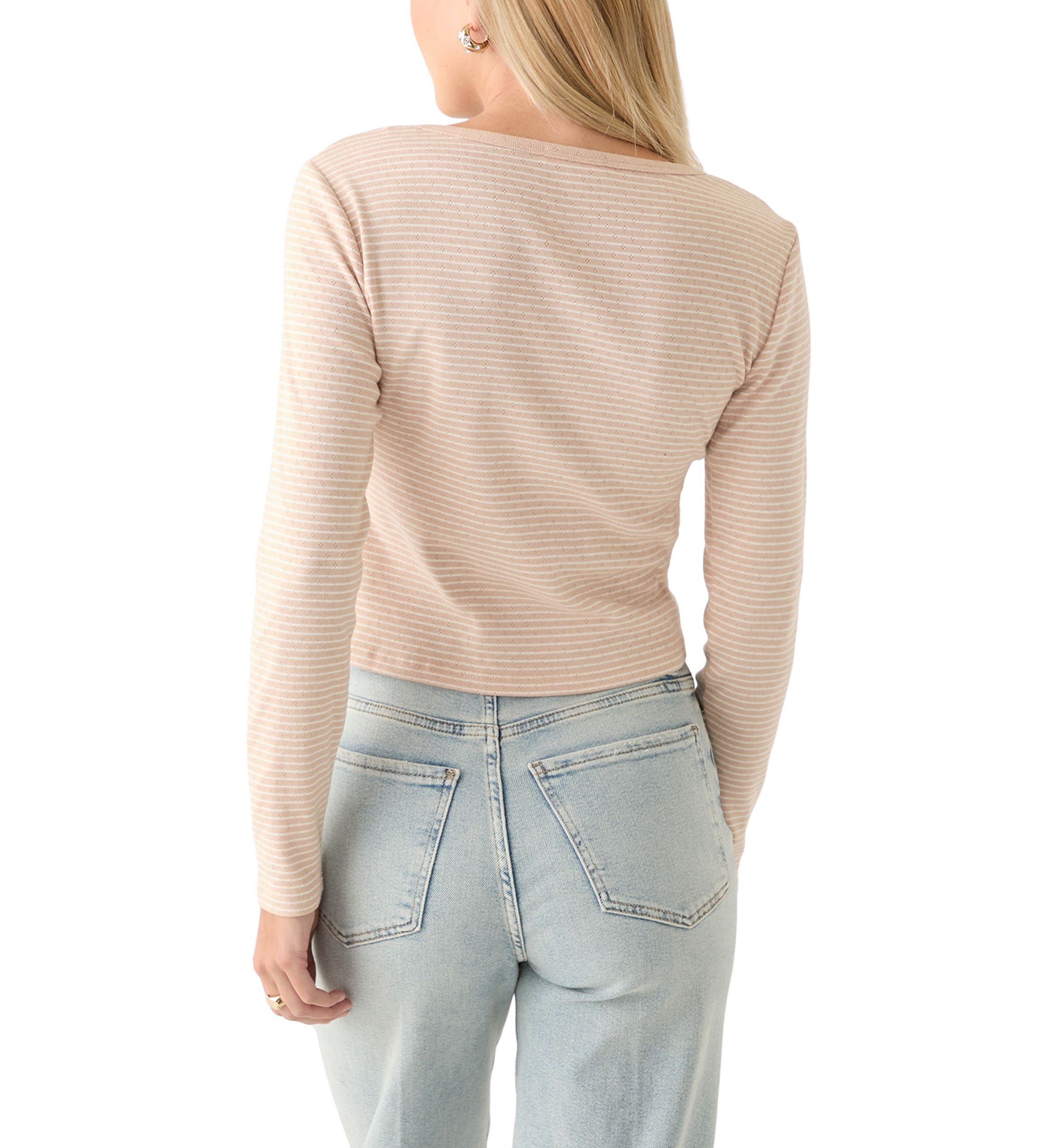 Womens Long Sleeve Scoop Neck Henley Shirt 