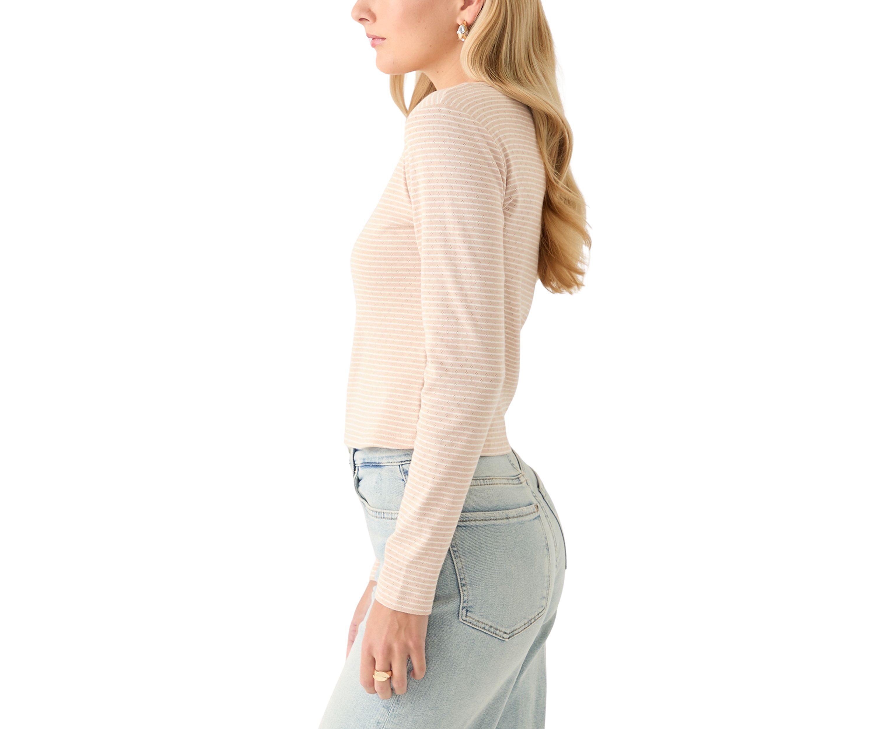Womens Long Sleeve Scoop Neck Henley Shirt 