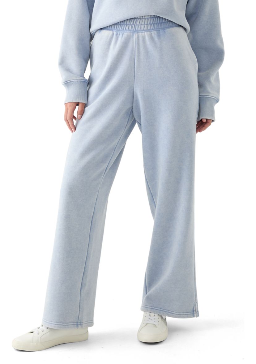 Comfy Fleece Wide Leg Pants with Garment Dye 