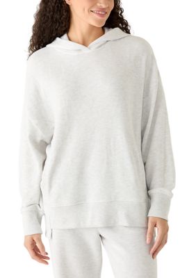Pink Rose Women's Drop Shoulder Hoodie, White, Large