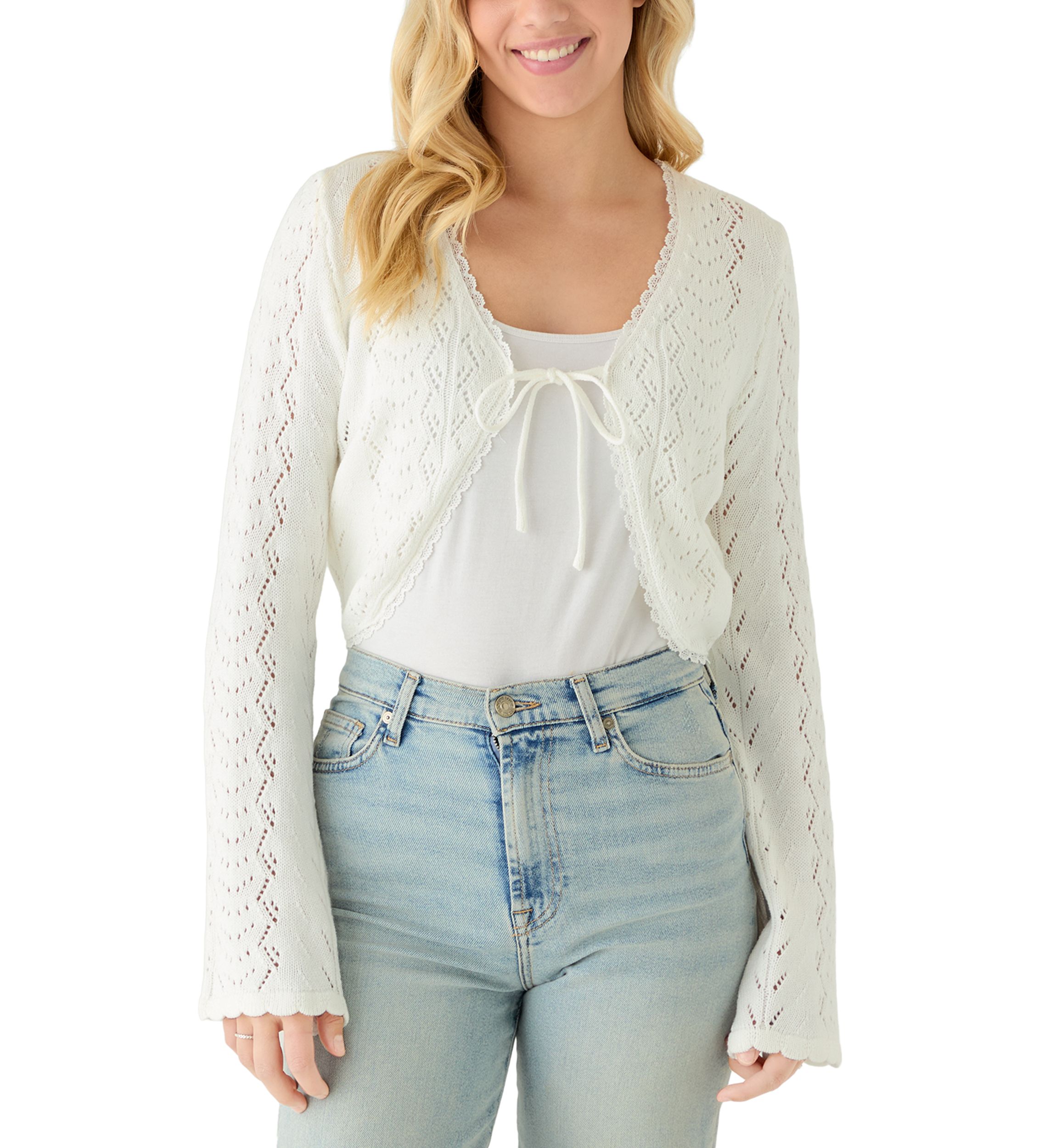 Pink Rose Women's Long Sleeve Tie Front Cardigan | Belk