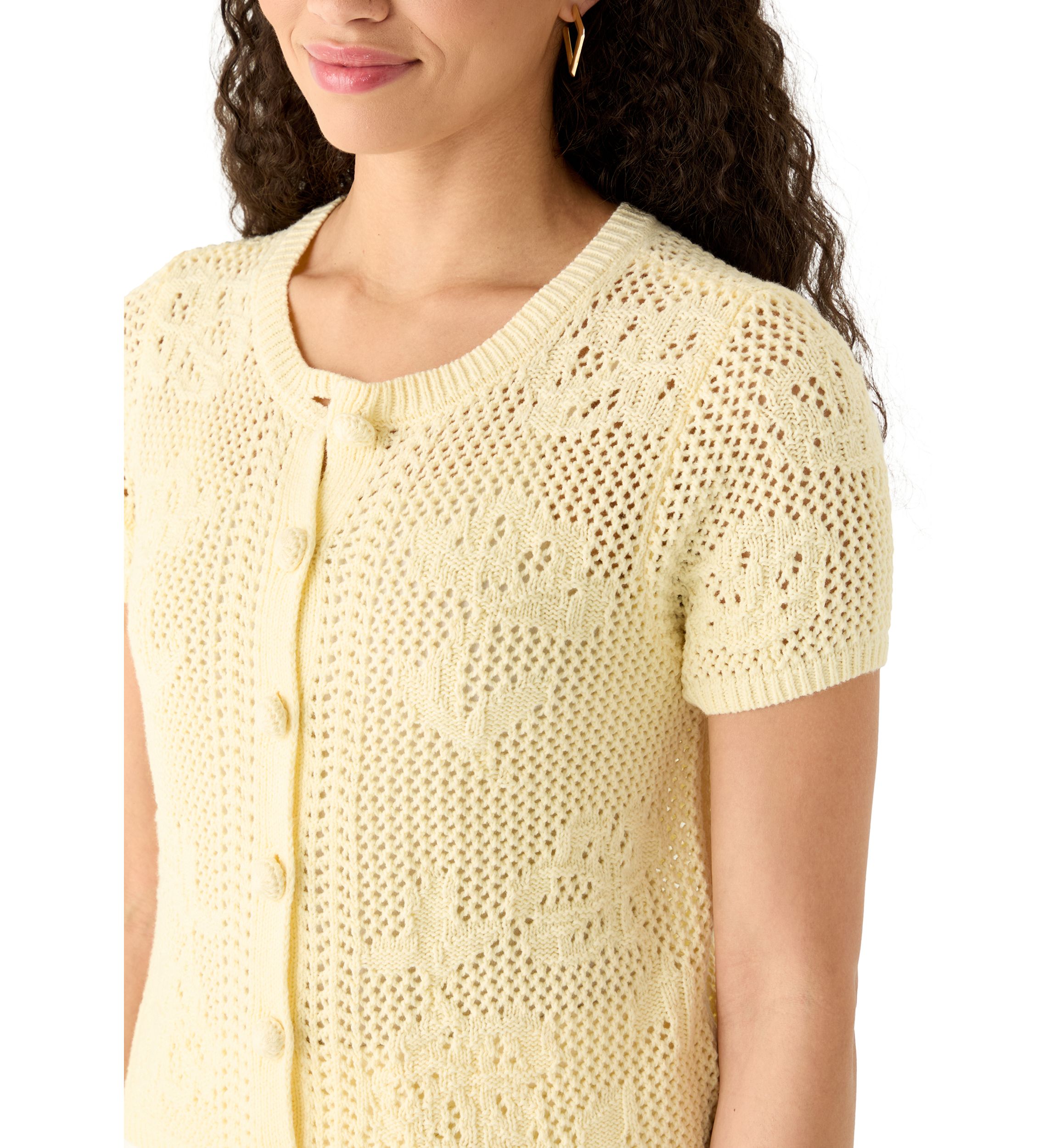 Pink Rose Women's Short Sleeve Button Front Cardigan | Belk