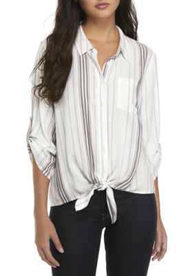 womens pinstripe button down shirt