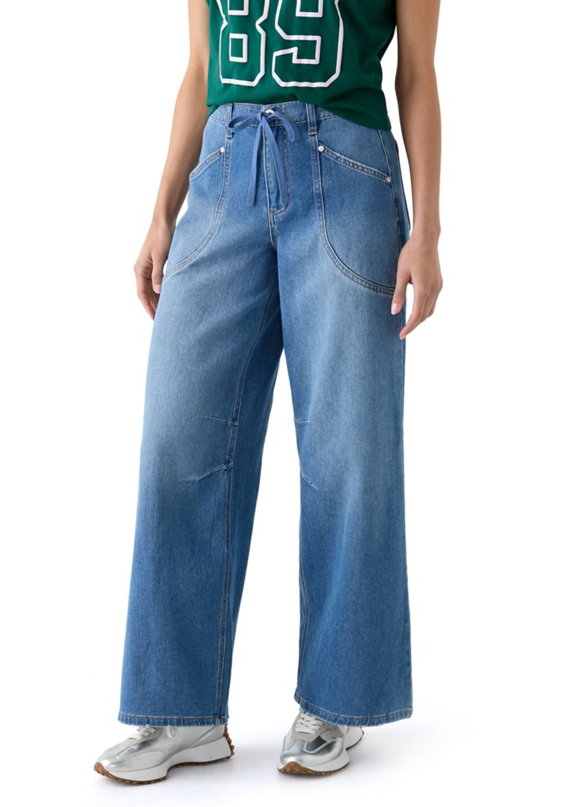 Womens Mid Rise Wide Leg Jeans