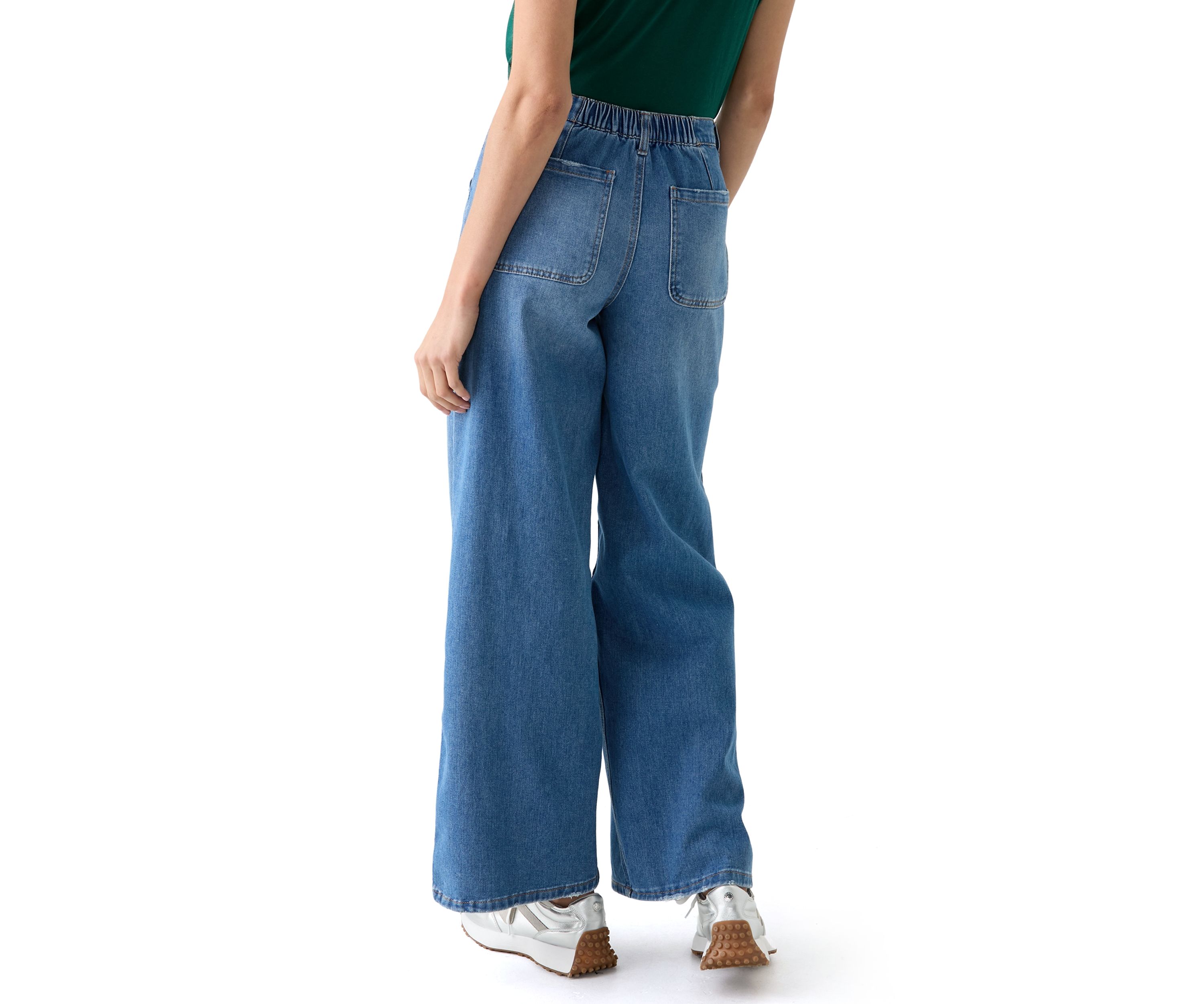 Womens Mid Rise Wide Leg Jeans