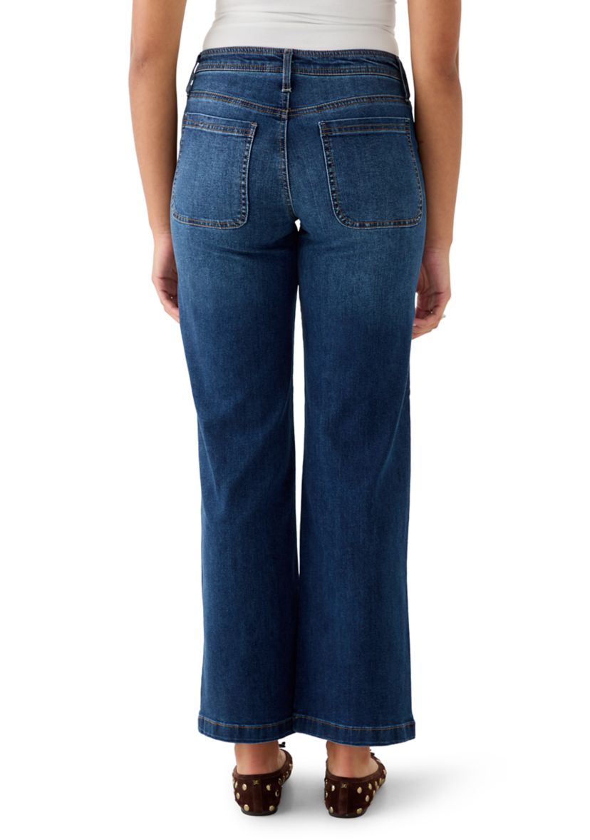Womens Wide Leg Jeans with Pork Chop Pockets