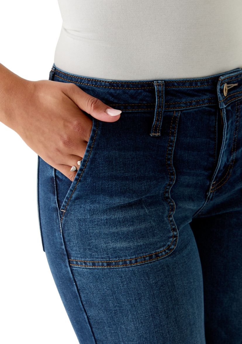 Womens Wide Leg Jeans with Pork Chop Pockets