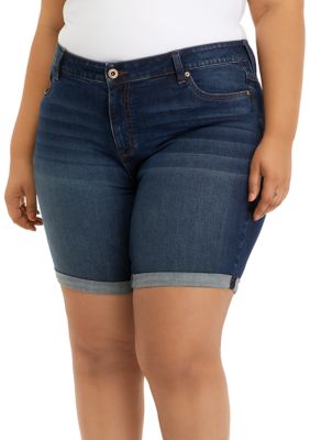 Celebrity Pink Plus Size Distressed Bermuda Shorts | belk