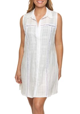 Dotti Sleeveless  Button Front Shirt  Dress  Swim Cover  Up  belk