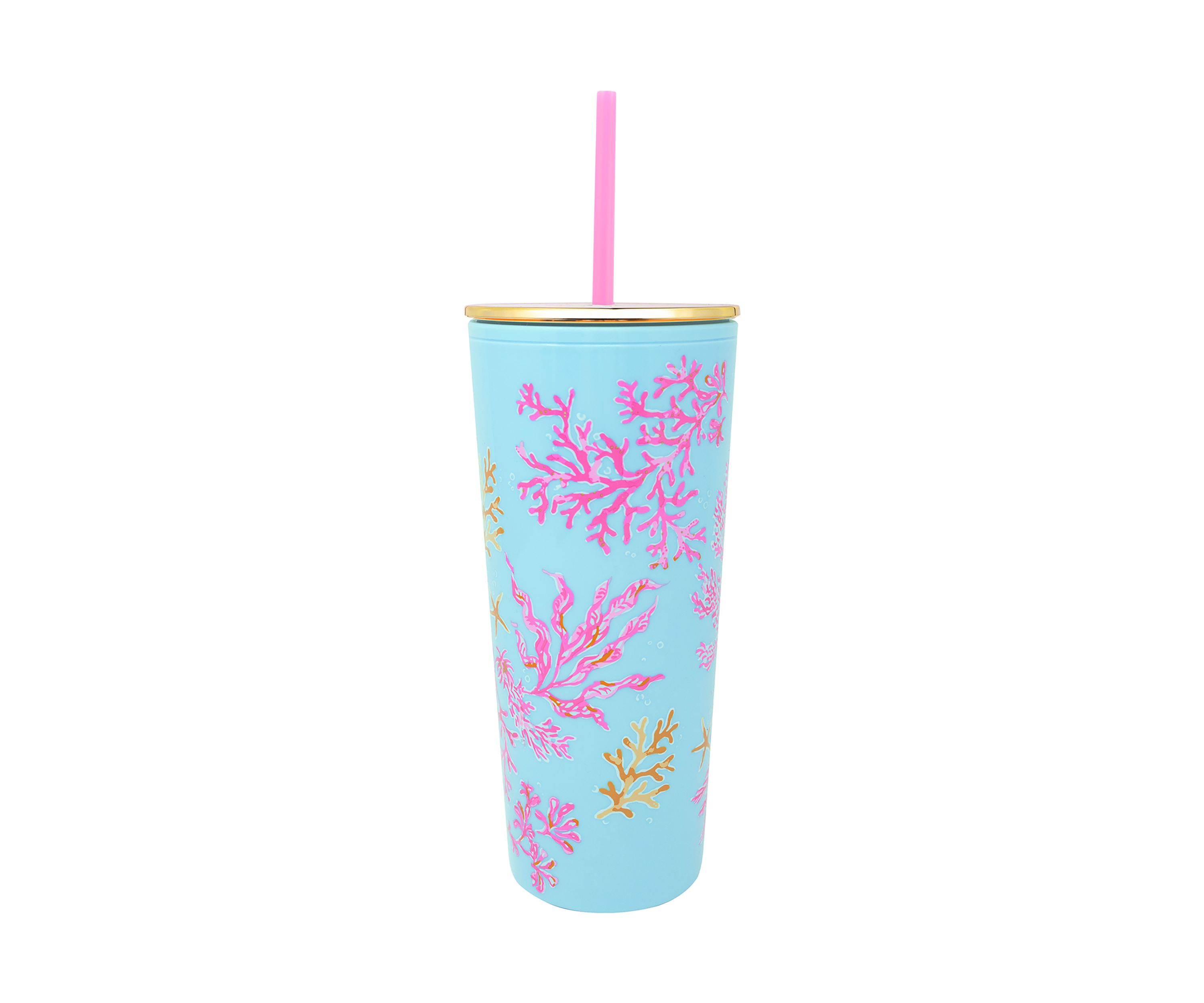 Royal Coral Tumbler with Straw