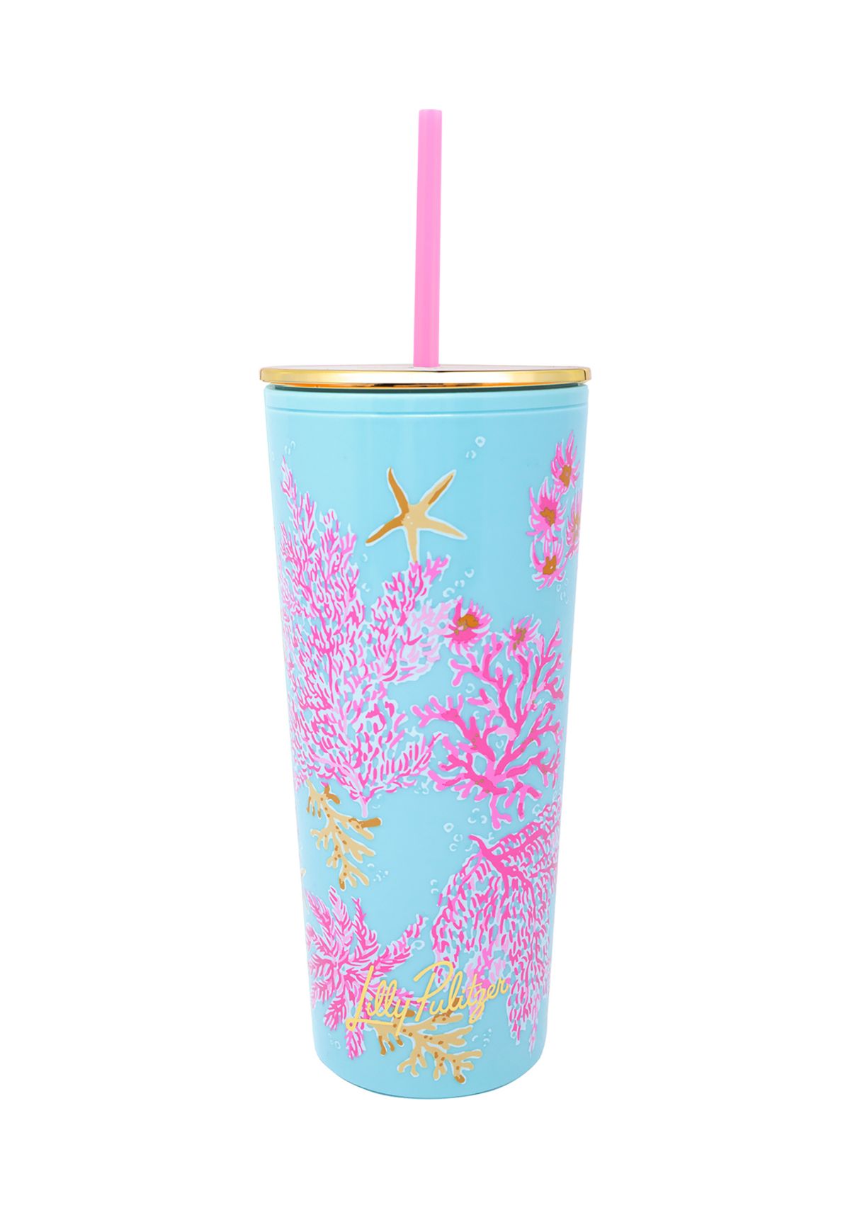 Royal Coral Tumbler with Straw