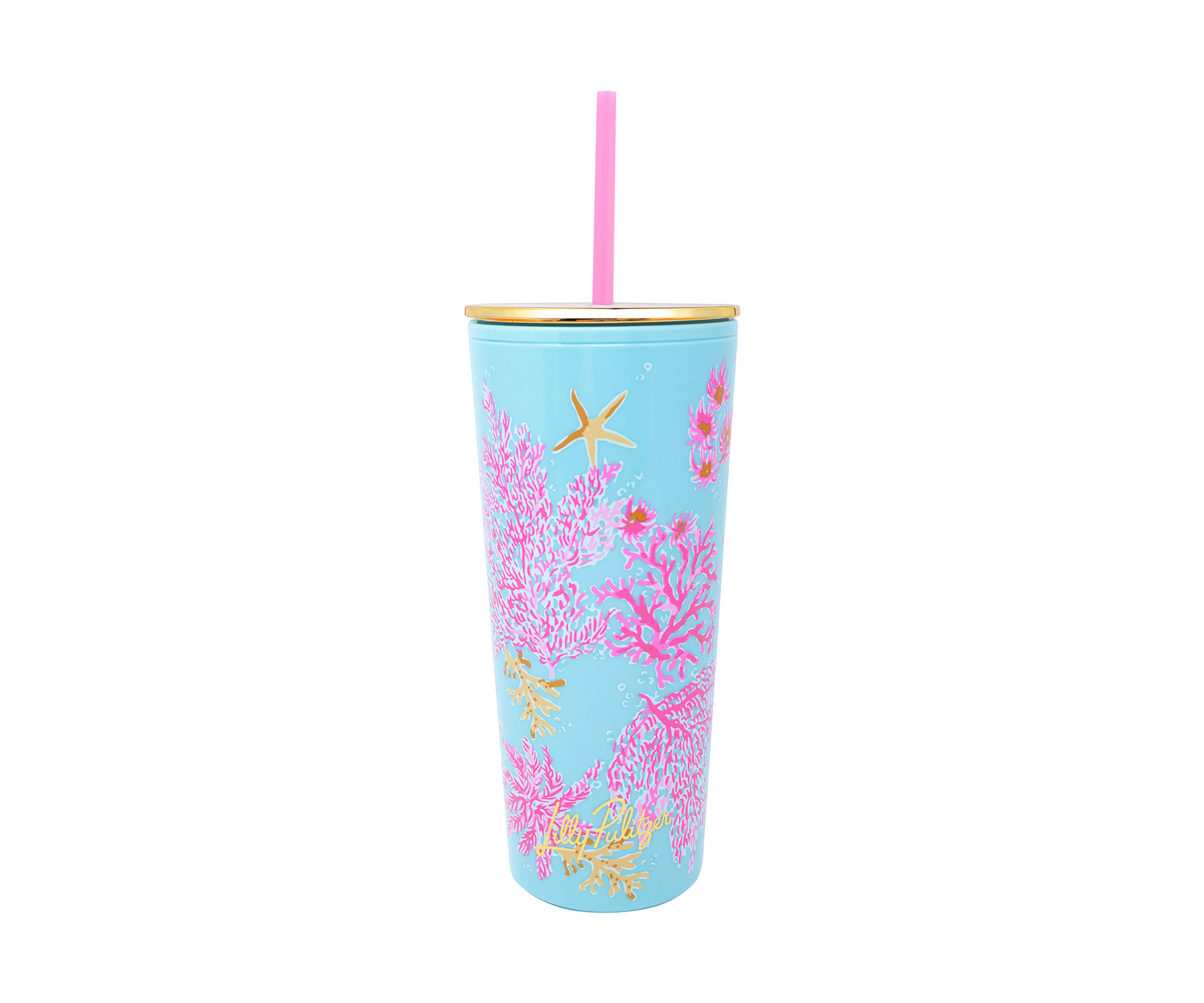 Royal Coral Tumbler with Straw
