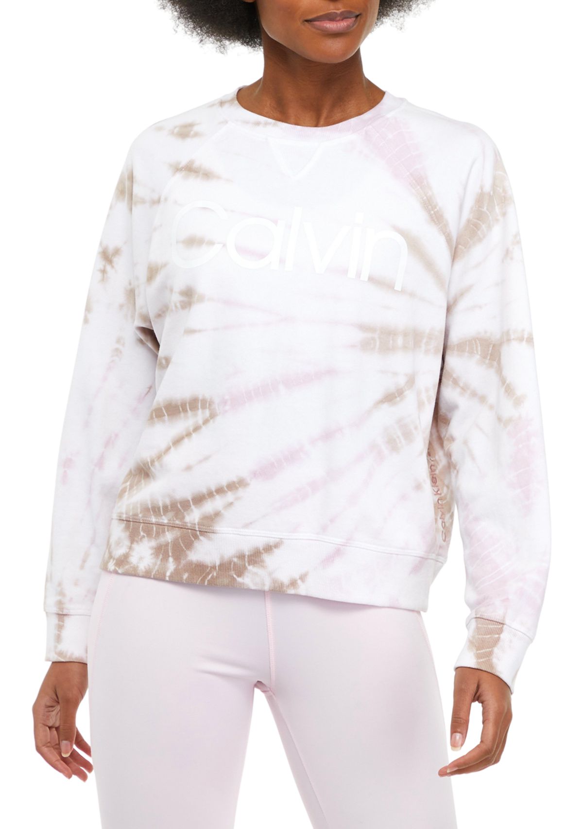 Tie-Dye Long Sleeve Logo Crew Neck Pullover