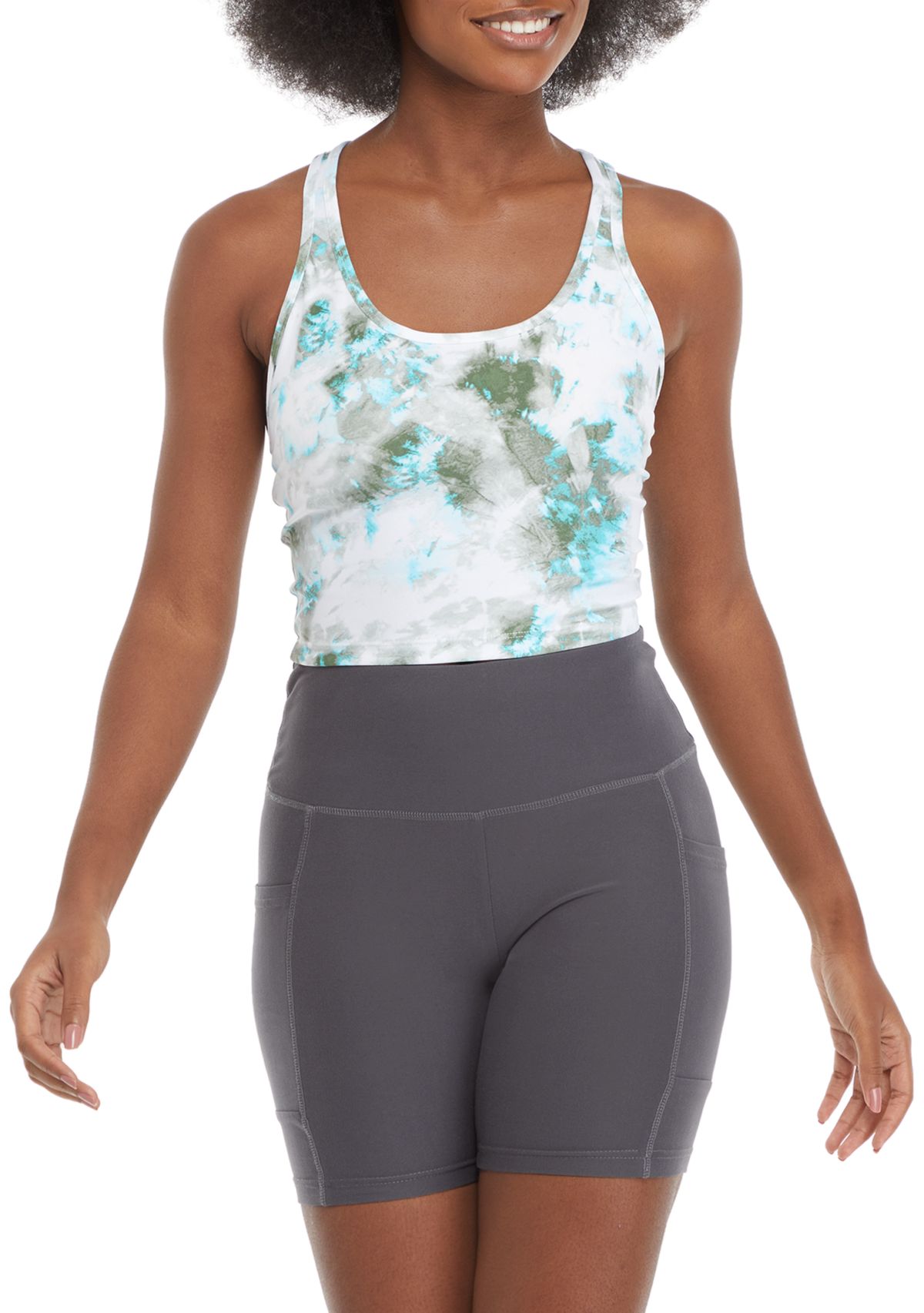 Printed Scoop Neck Cropped Tank 