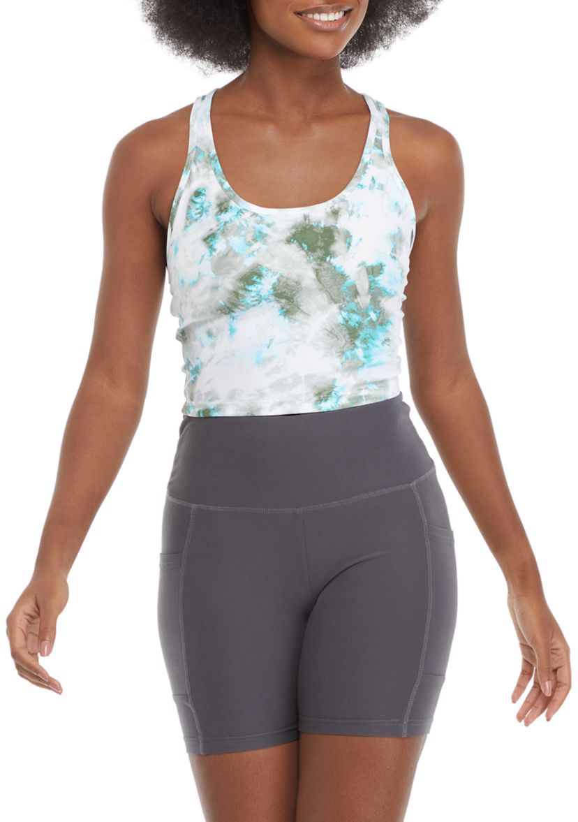 Printed Scoop Neck Cropped Tank 