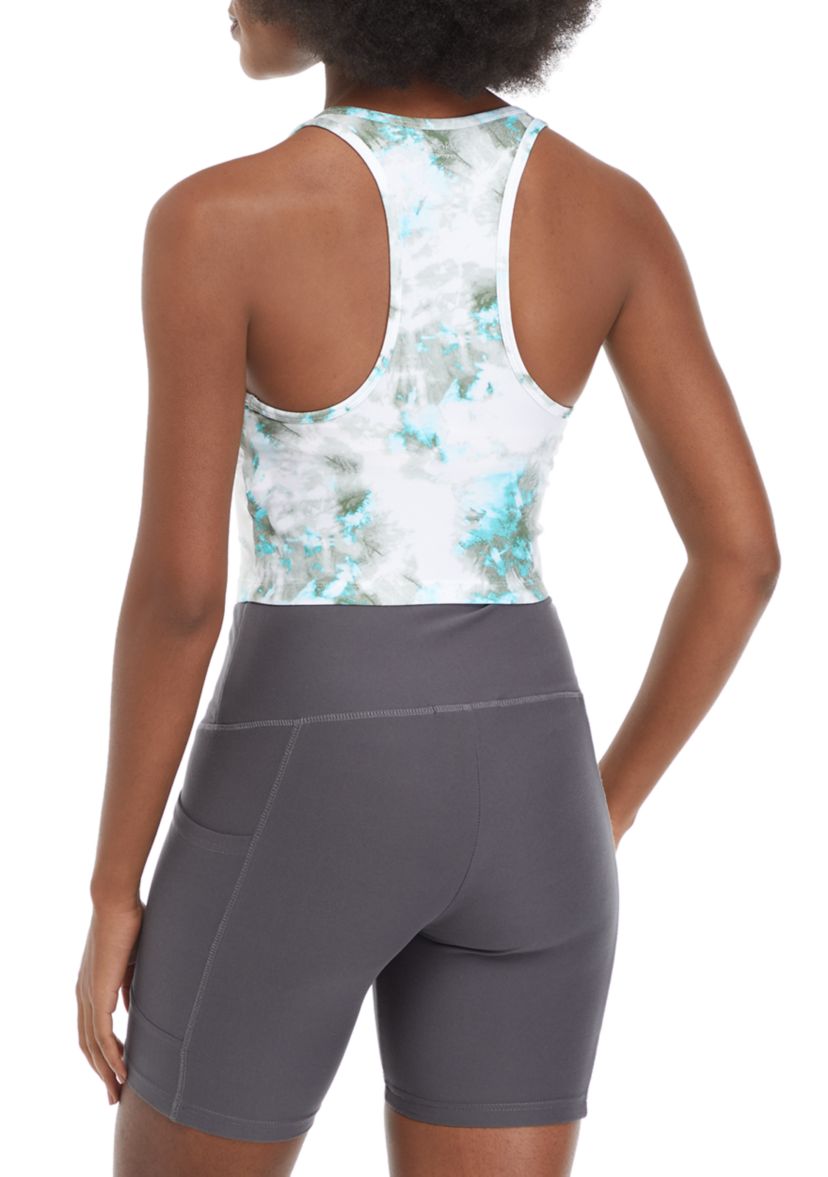 Printed Scoop Neck Cropped Tank 