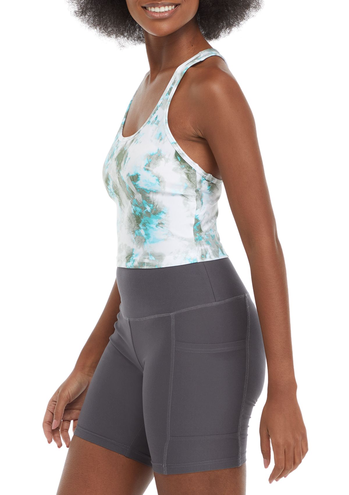 Printed Scoop Neck Cropped Tank 