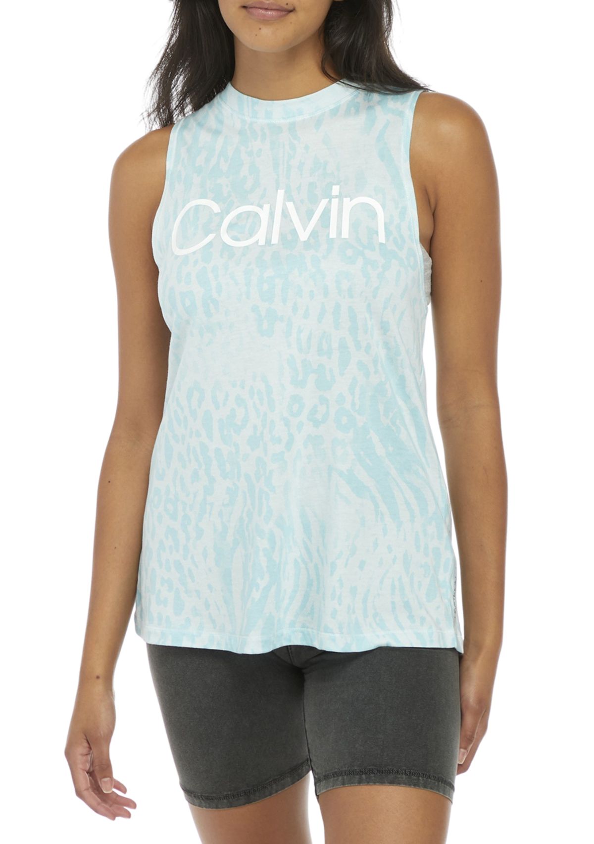 Sleeveless Animal Print Logo Graphic Tank