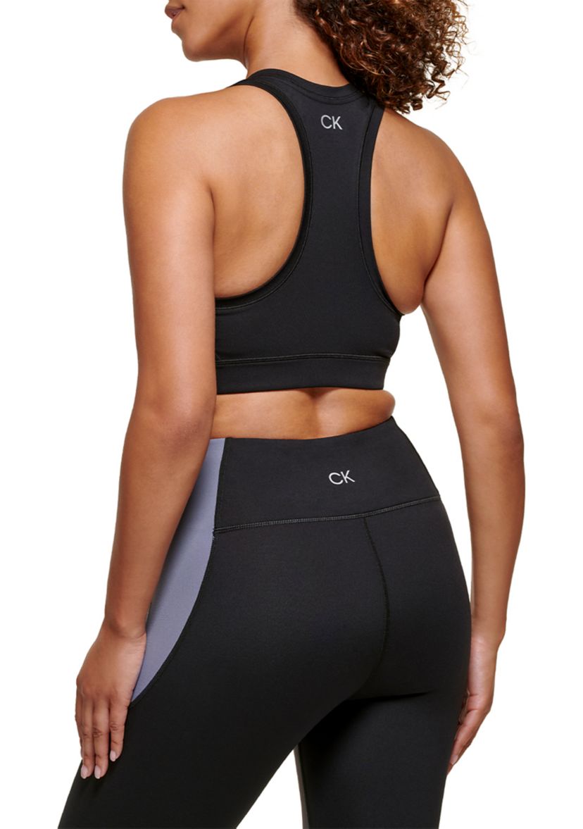 Color Block Racerback Zip Front Sports Bra