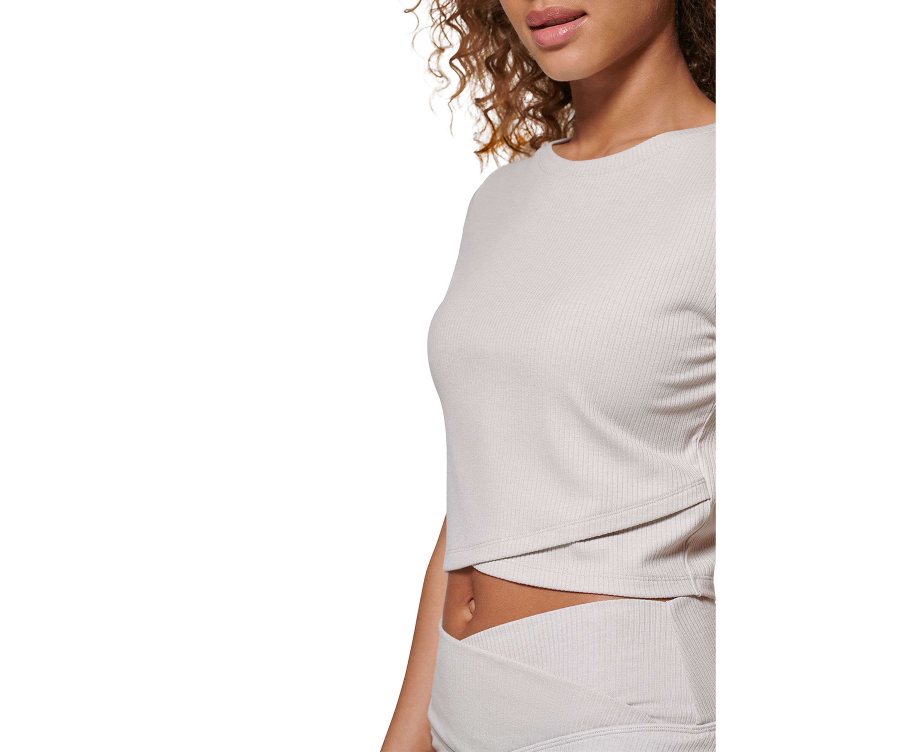 Cropped Crossover Cap Sleeve T-Shirt