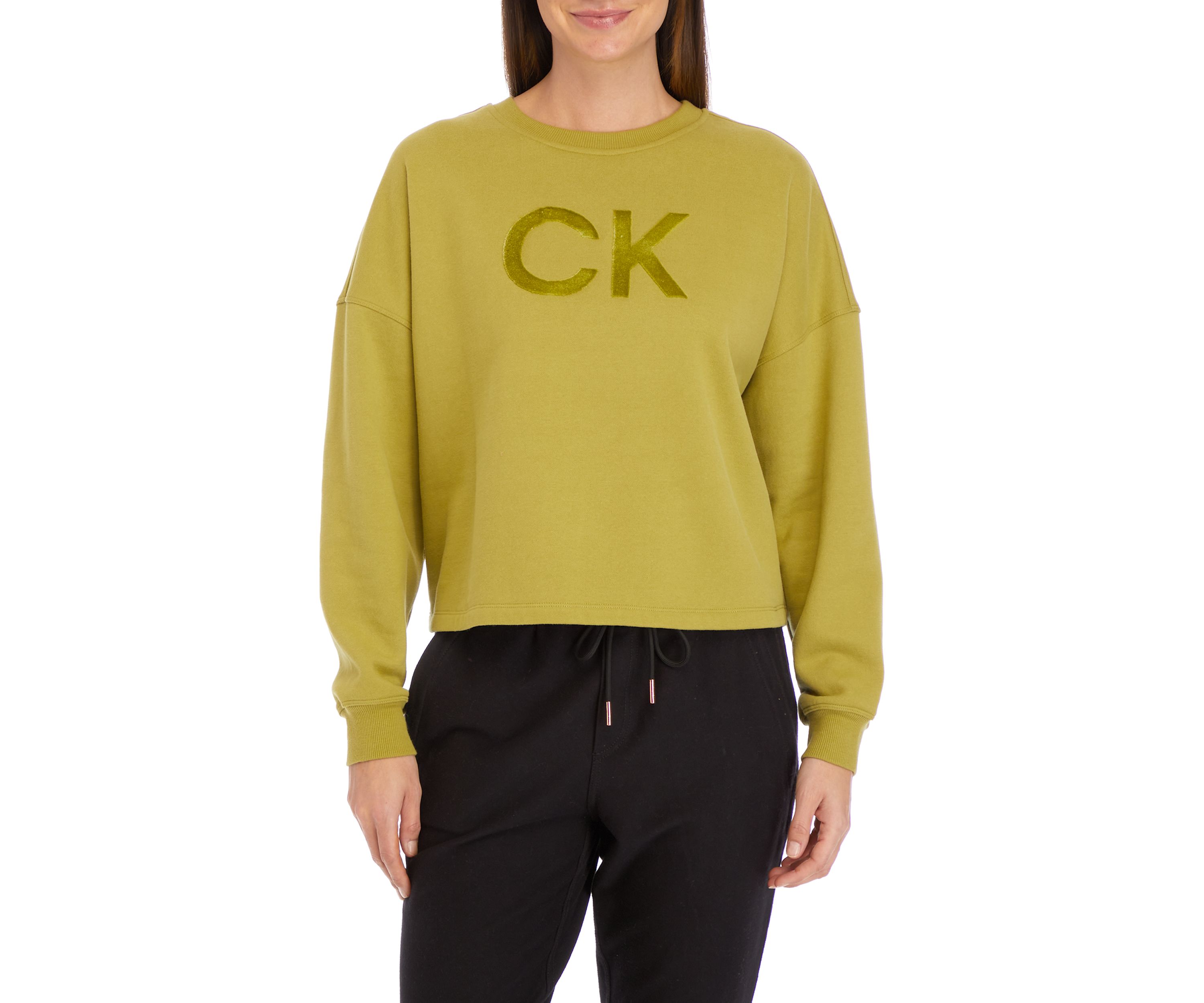 Crew Neck Flocked Logo Sweatshirt