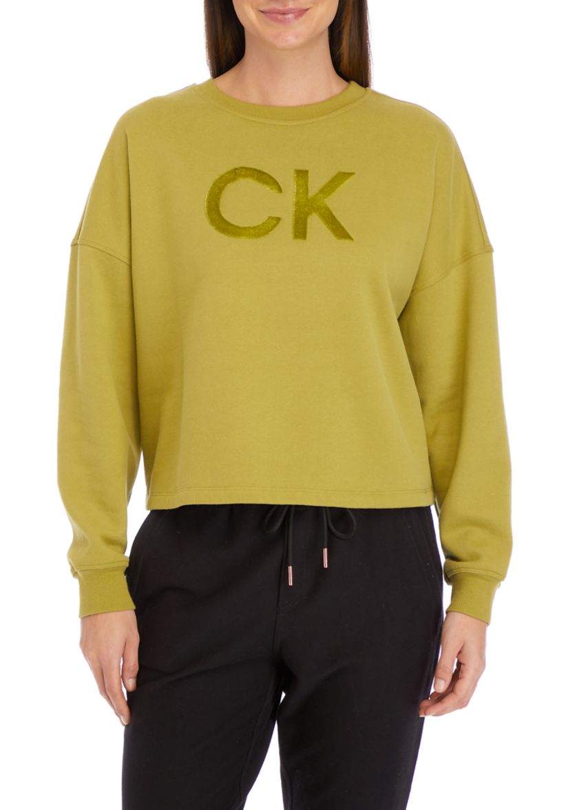 Crew Neck Flocked Logo Sweatshirt