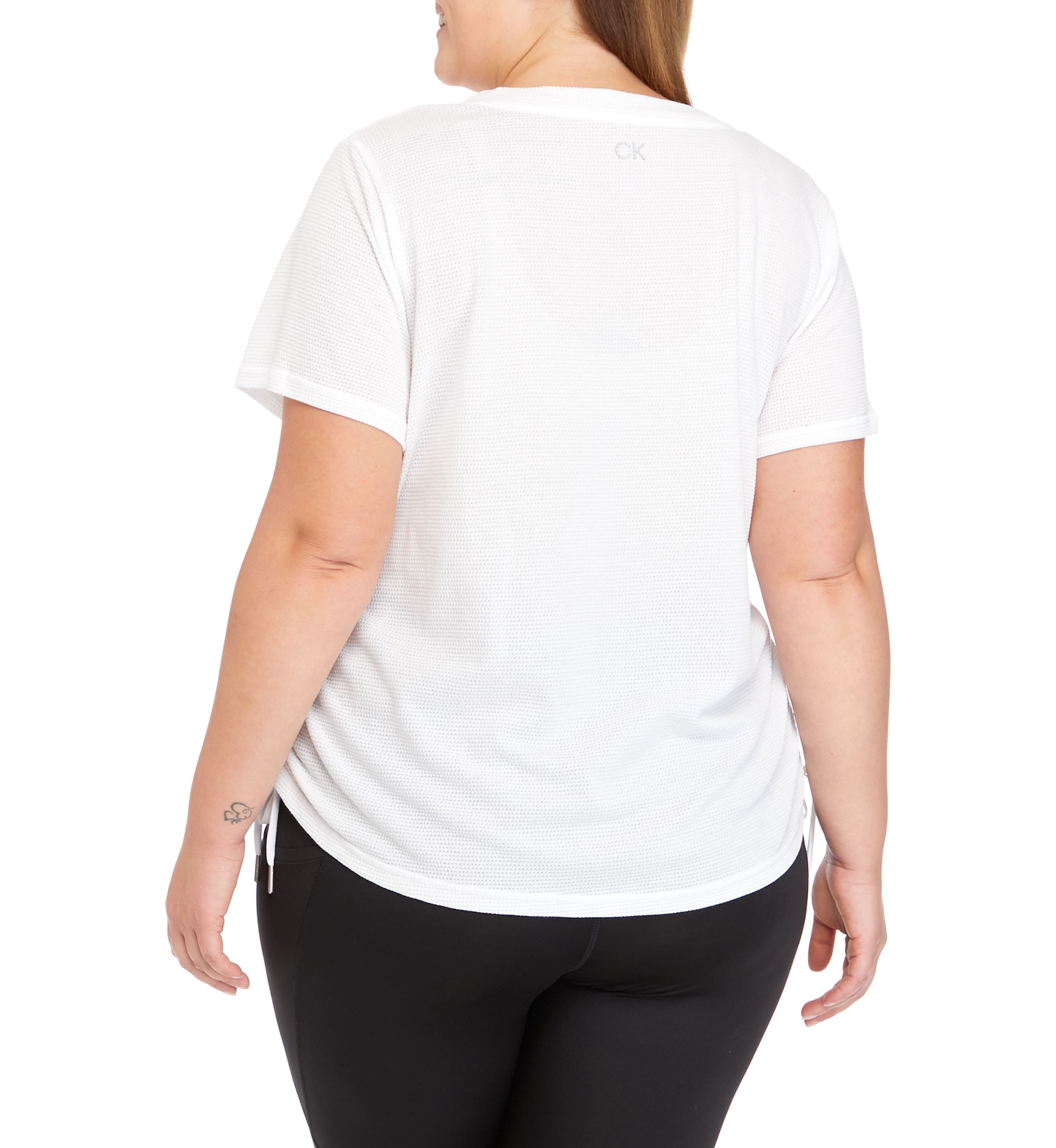 Plus Size Ruched Side Short Sleeve V-Neck Top 