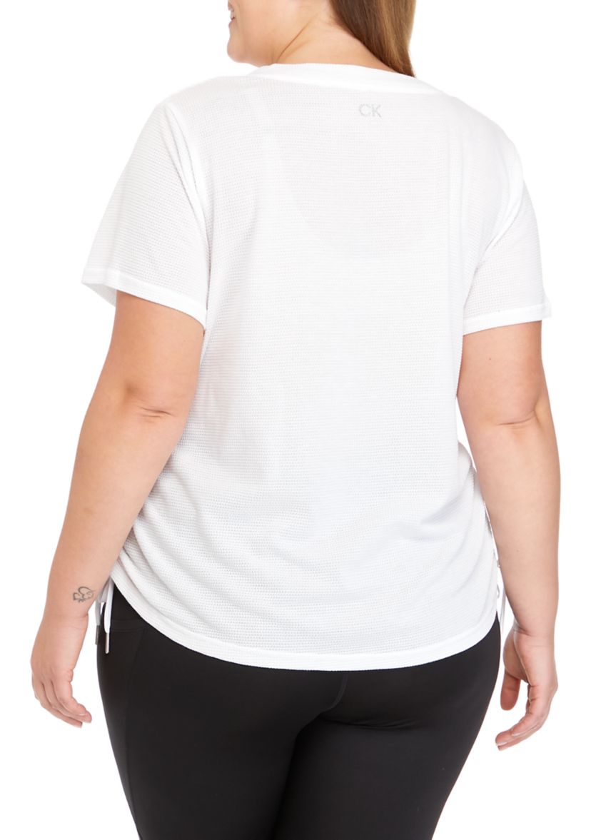 Plus Size Ruched Side Short Sleeve V-Neck Top 