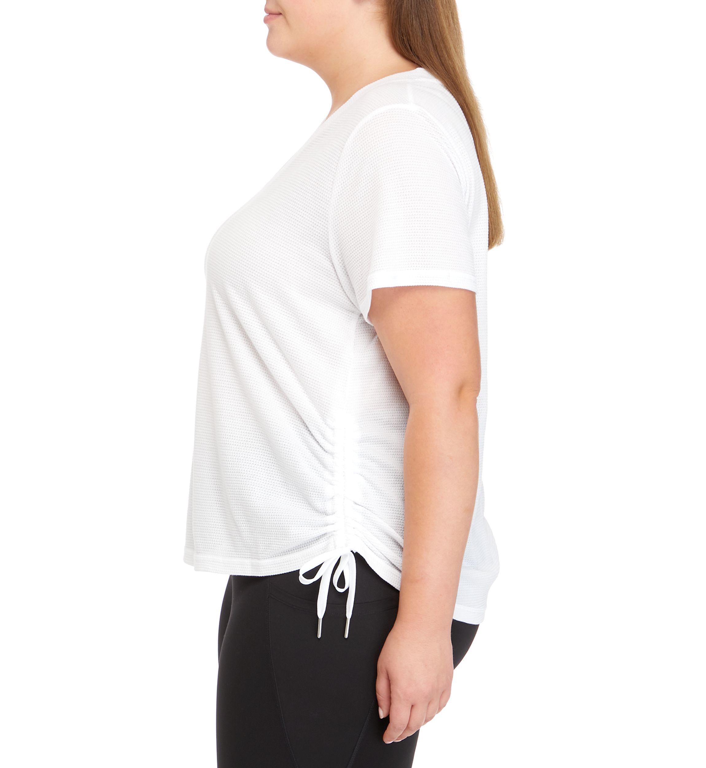 Plus Size Ruched Side Short Sleeve V-Neck Top 