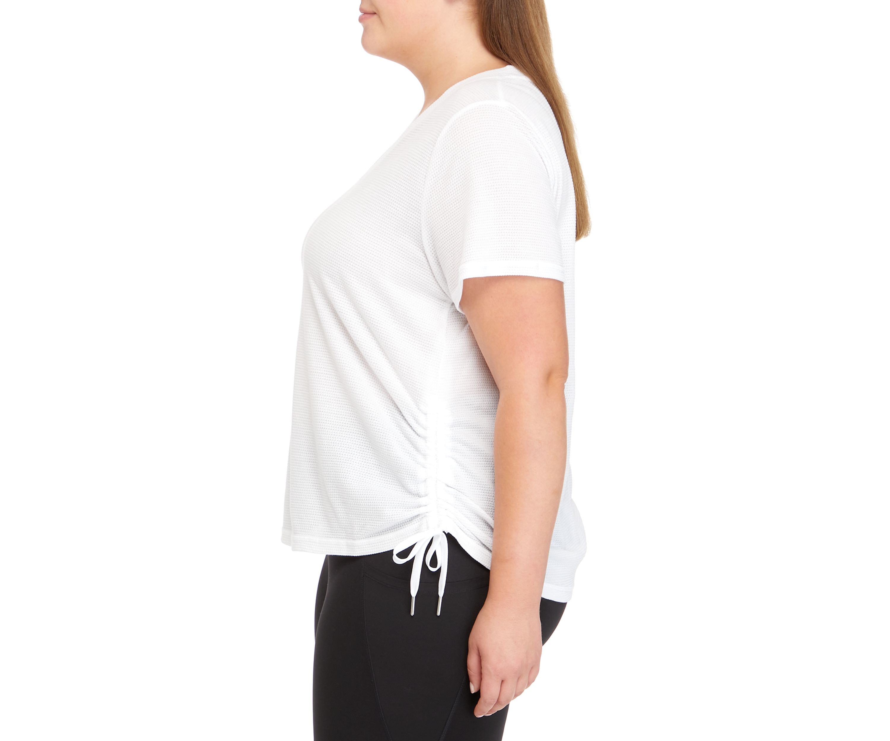 Plus Size Ruched Side Short Sleeve V-Neck Top 