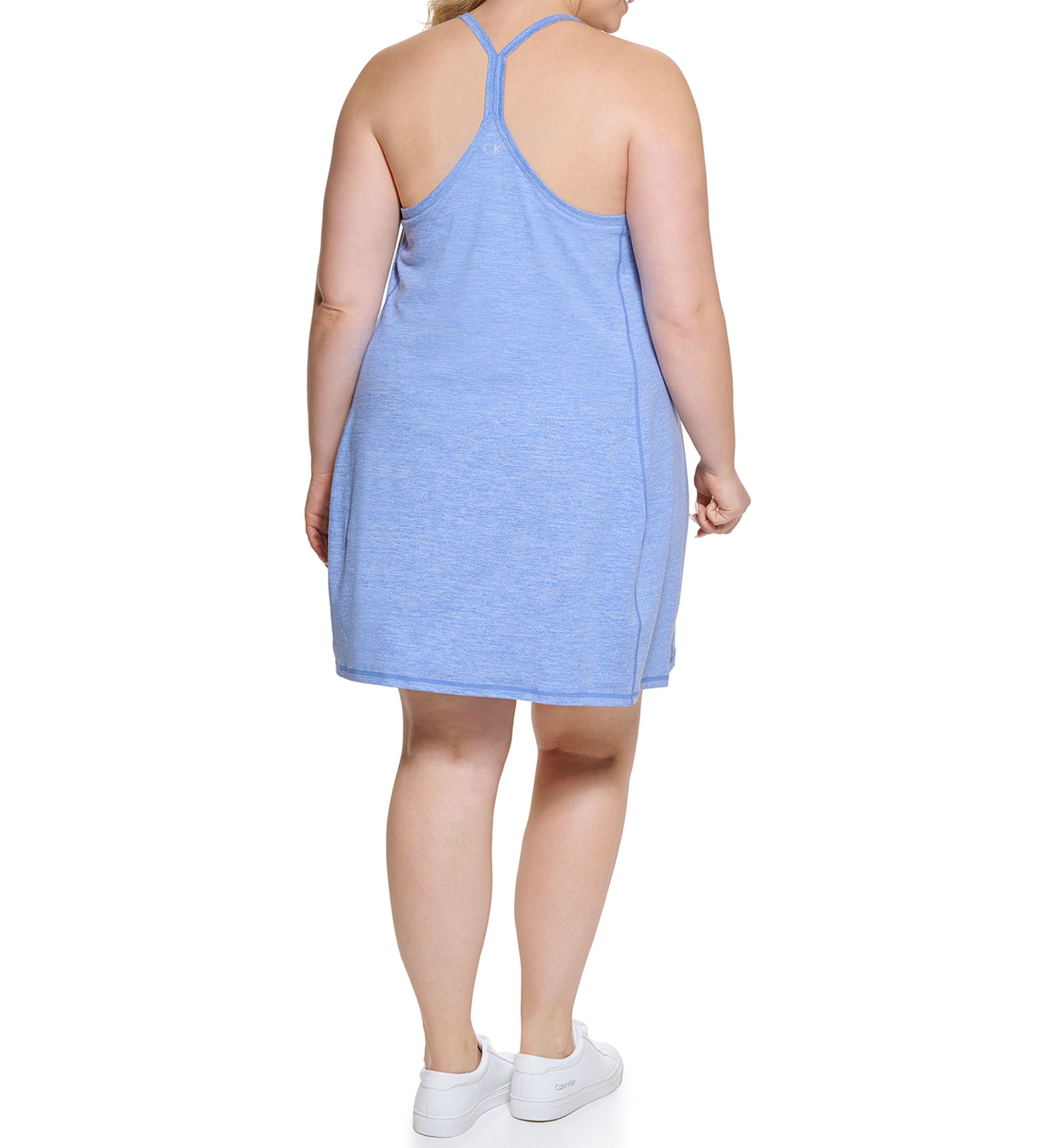 Plus Size Strappy Tank Dress with Built In Shelf Bra 