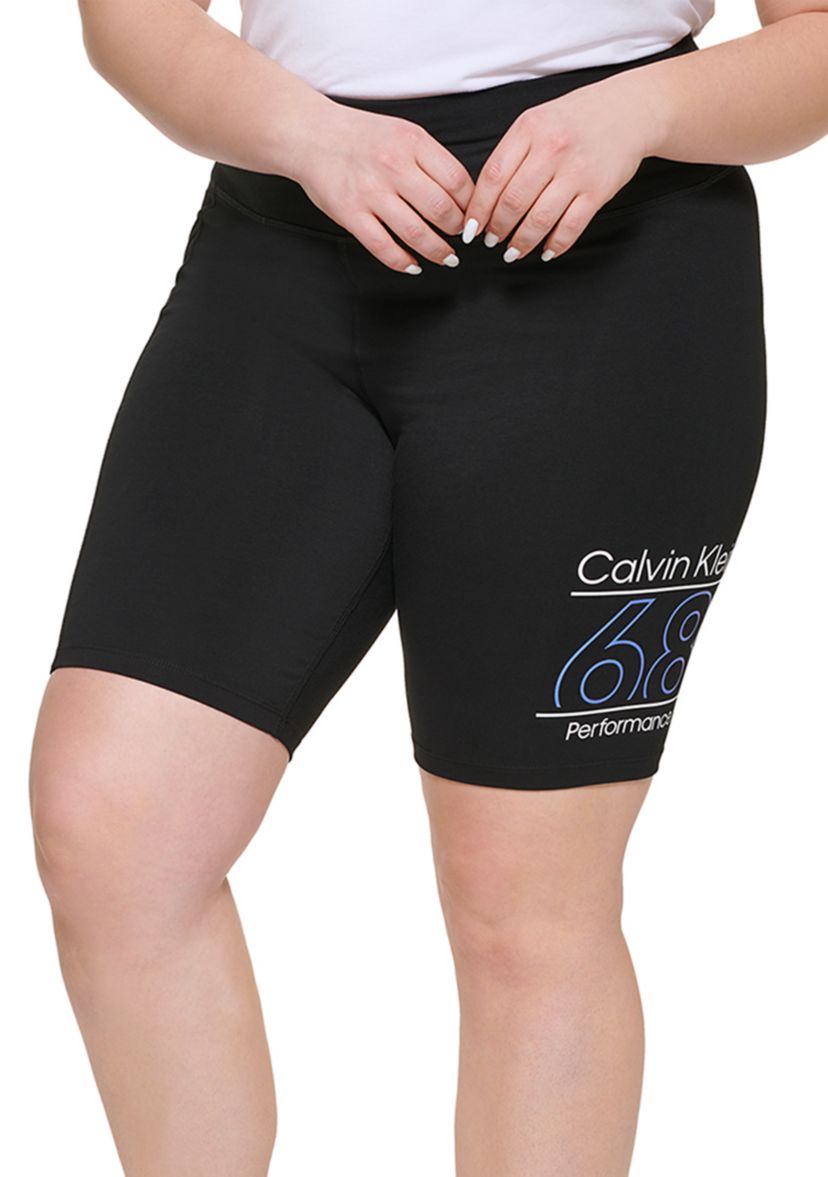 Plus Size Super High Waist 9" Jersey Logo Bike Shorts 