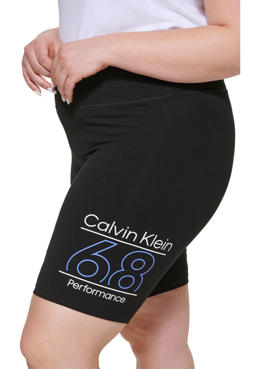 Plus Size Super High Waist 9" Jersey Logo Bike Shorts 
