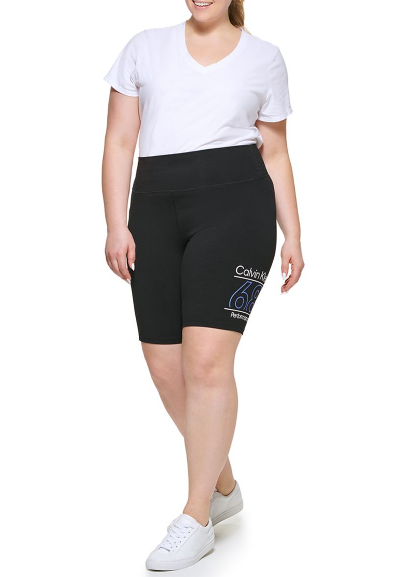 Plus Size Super High Waist 9" Jersey Logo Bike Shorts 