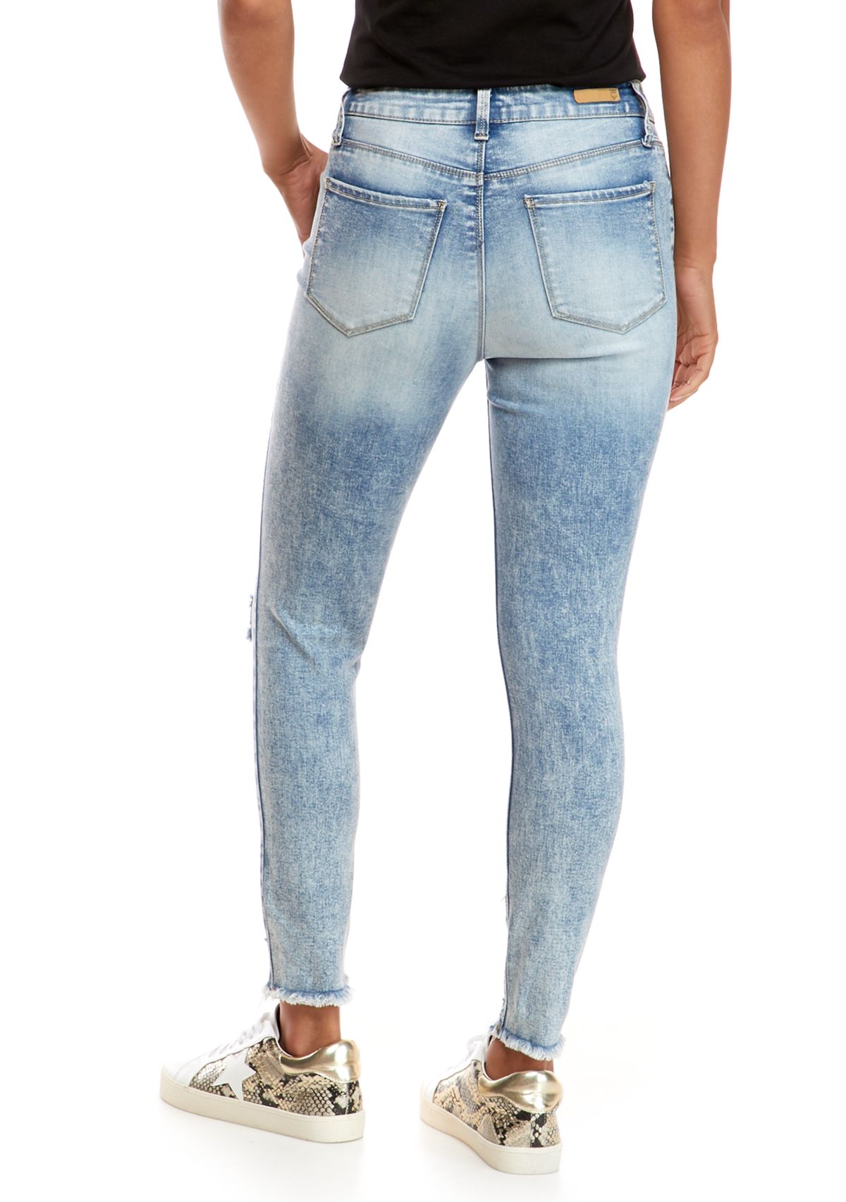 Mid-Rise Destructed Ankle Jeans