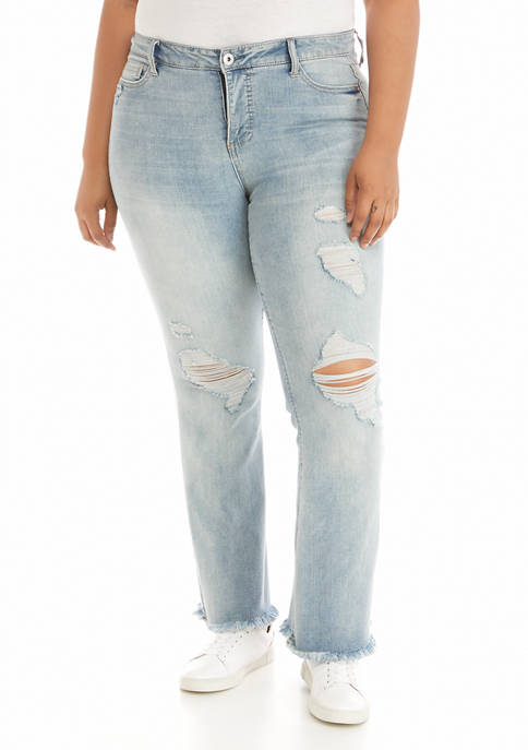 Plus Size Mid Rise Slim Flare Jeans