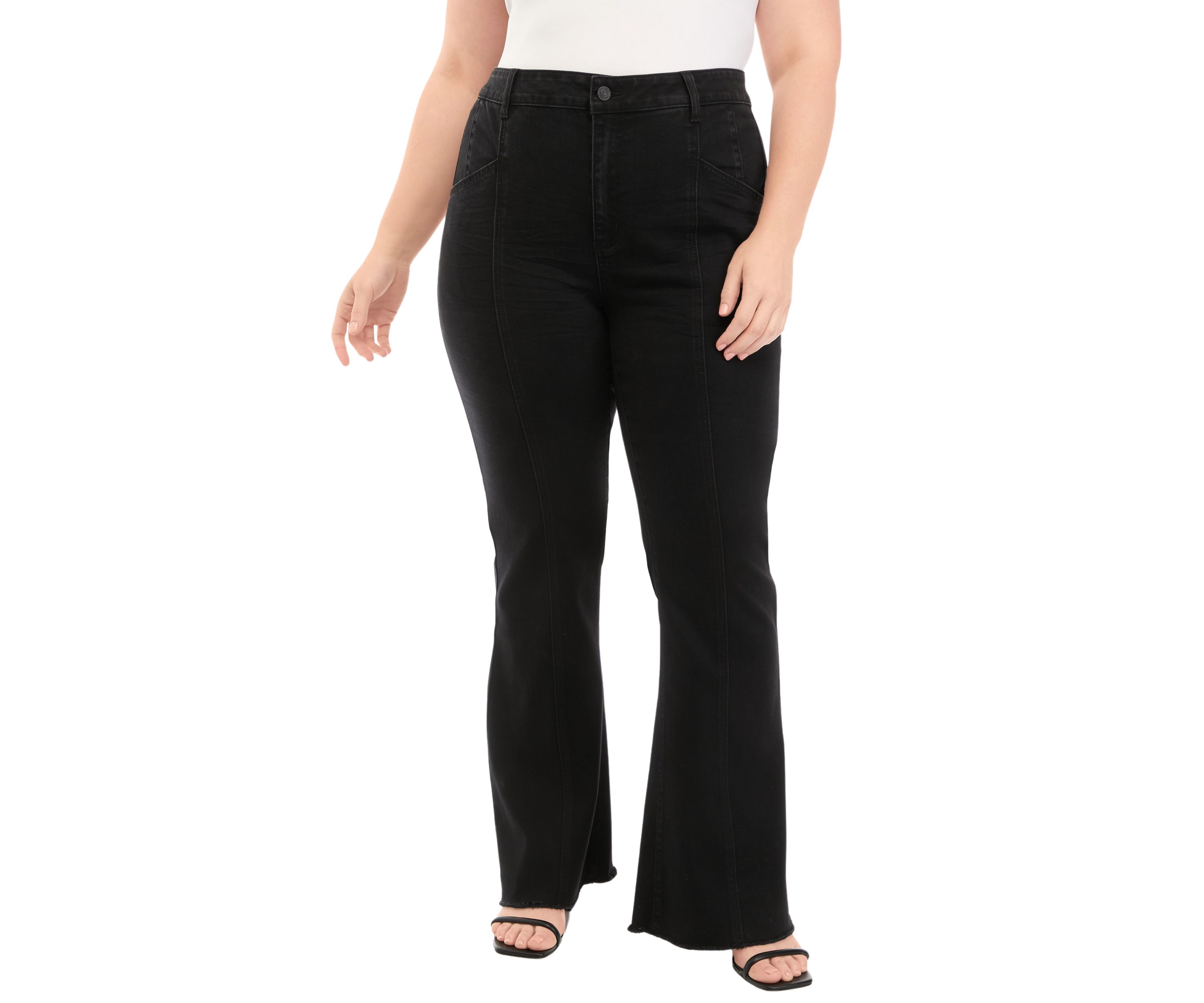 Plus Size Exposed Seam Flare Jeans