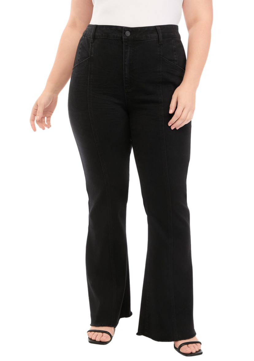 Plus Size Exposed Seam Flare Jeans