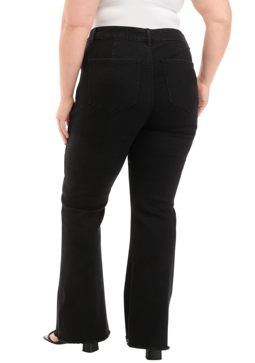 Plus Size Exposed Seam Flare Jeans