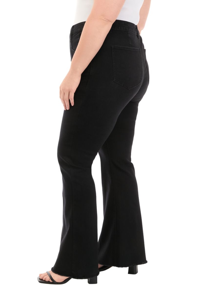 Plus Size Exposed Seam Flare Jeans