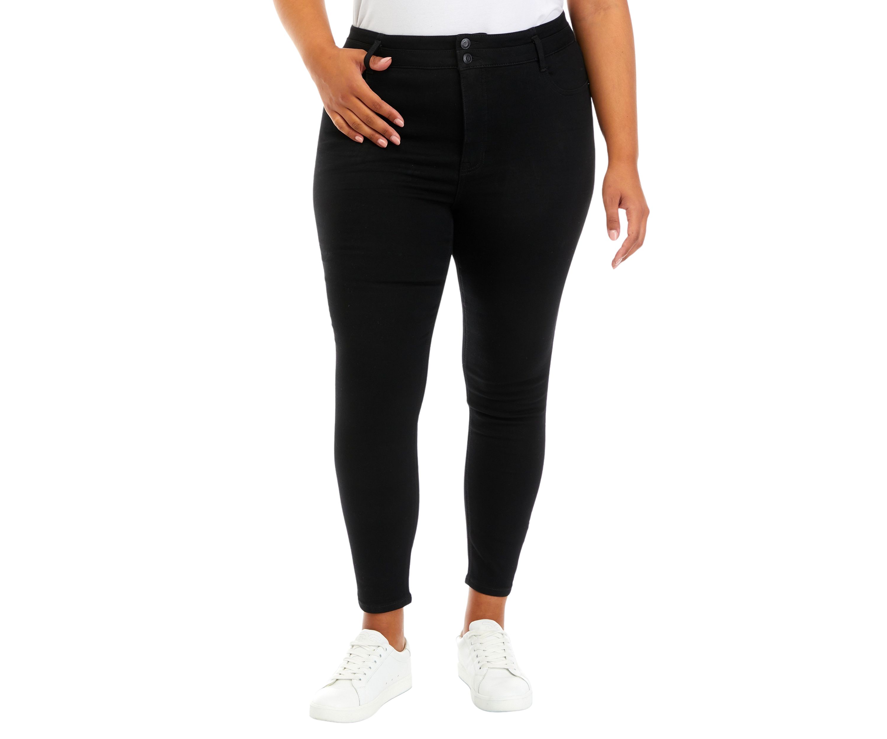 Plus Size Double Button High Rise Jeans
