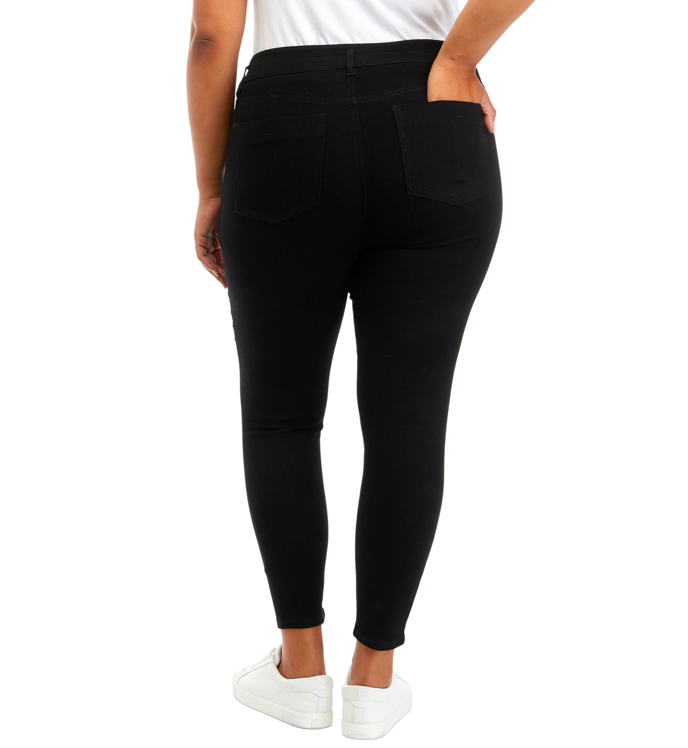Plus Size Double Button High Rise Jeans