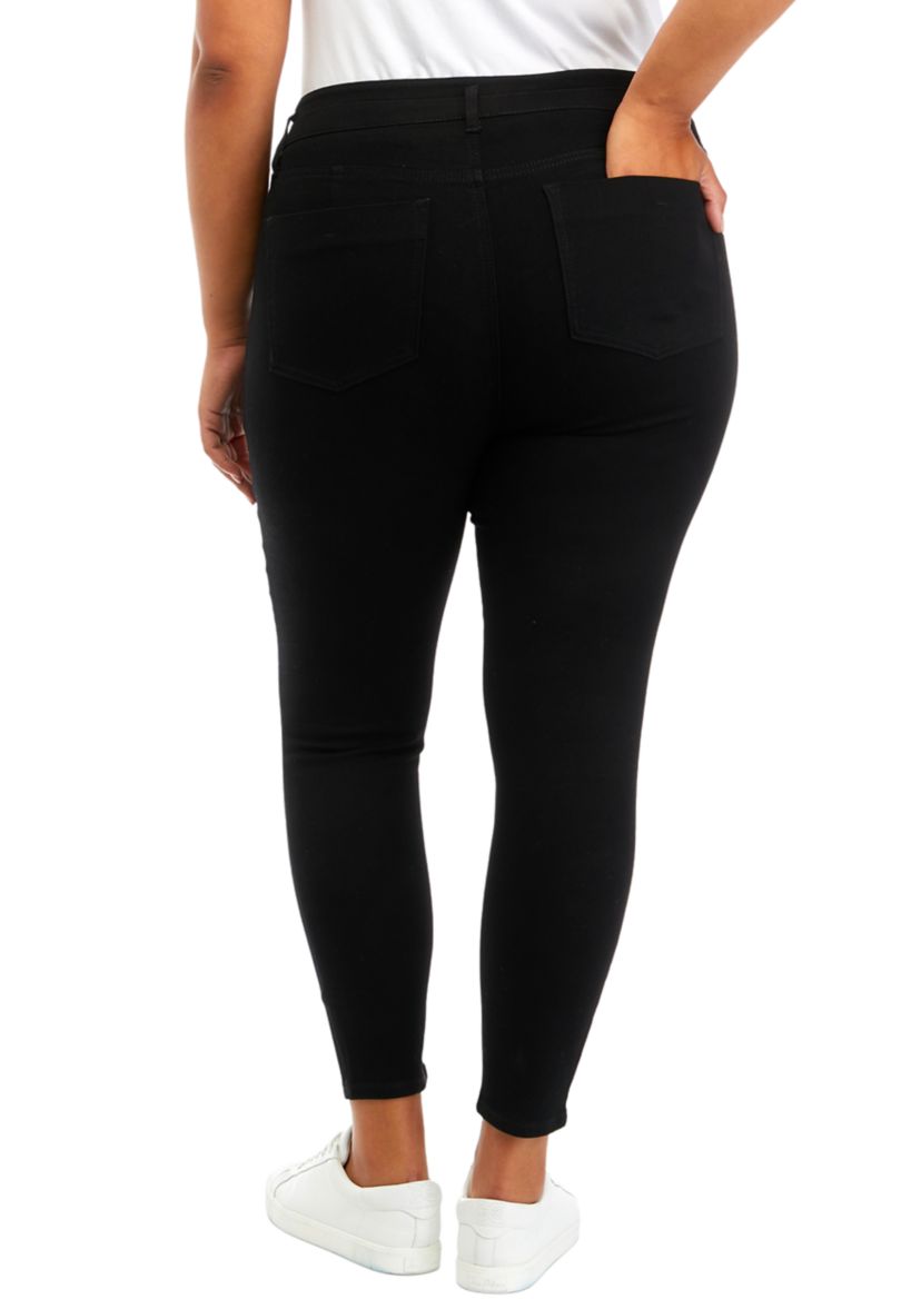 Plus Size Double Button High Rise Jeans