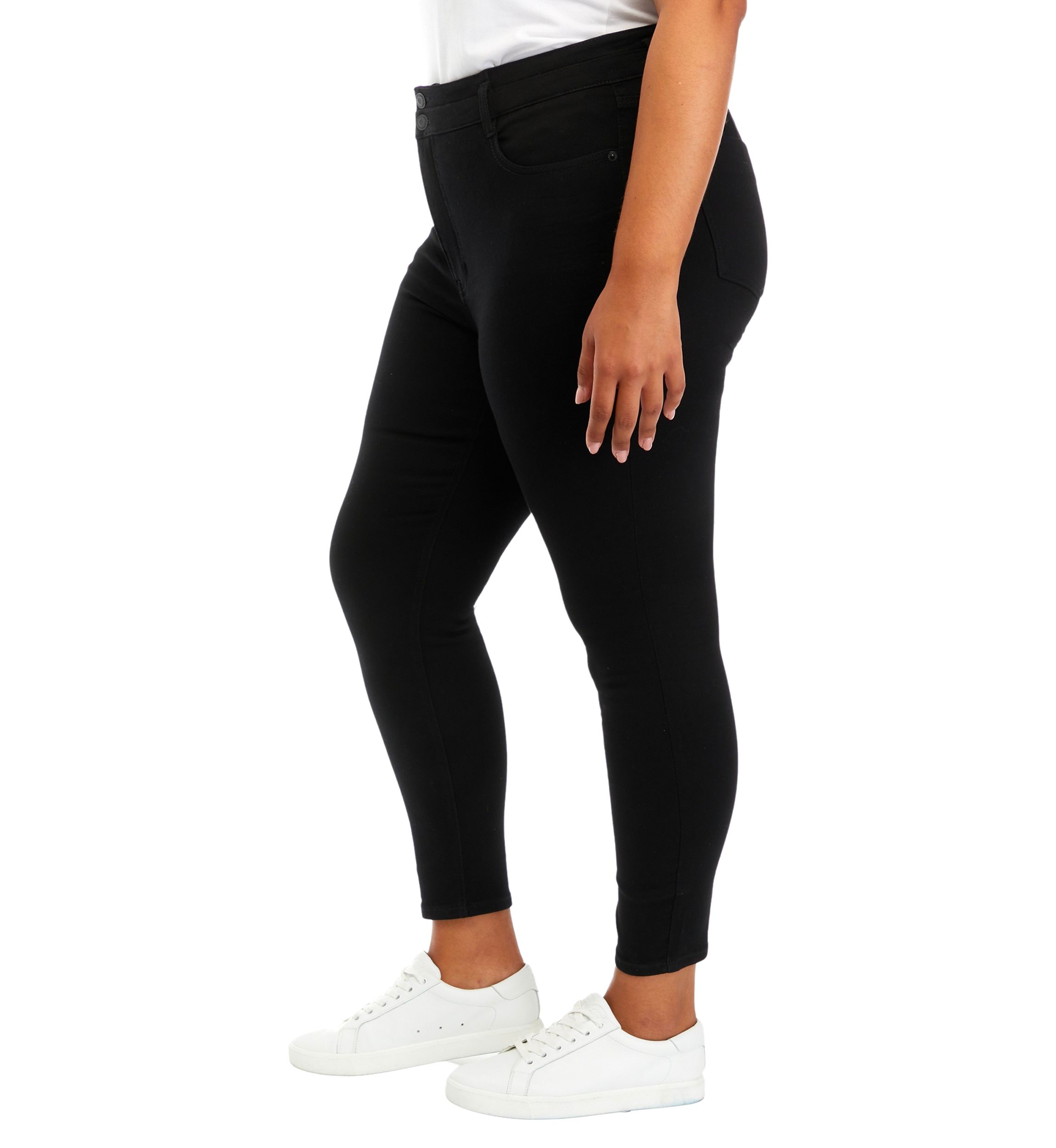 Plus Size Double Button High Rise Jeans