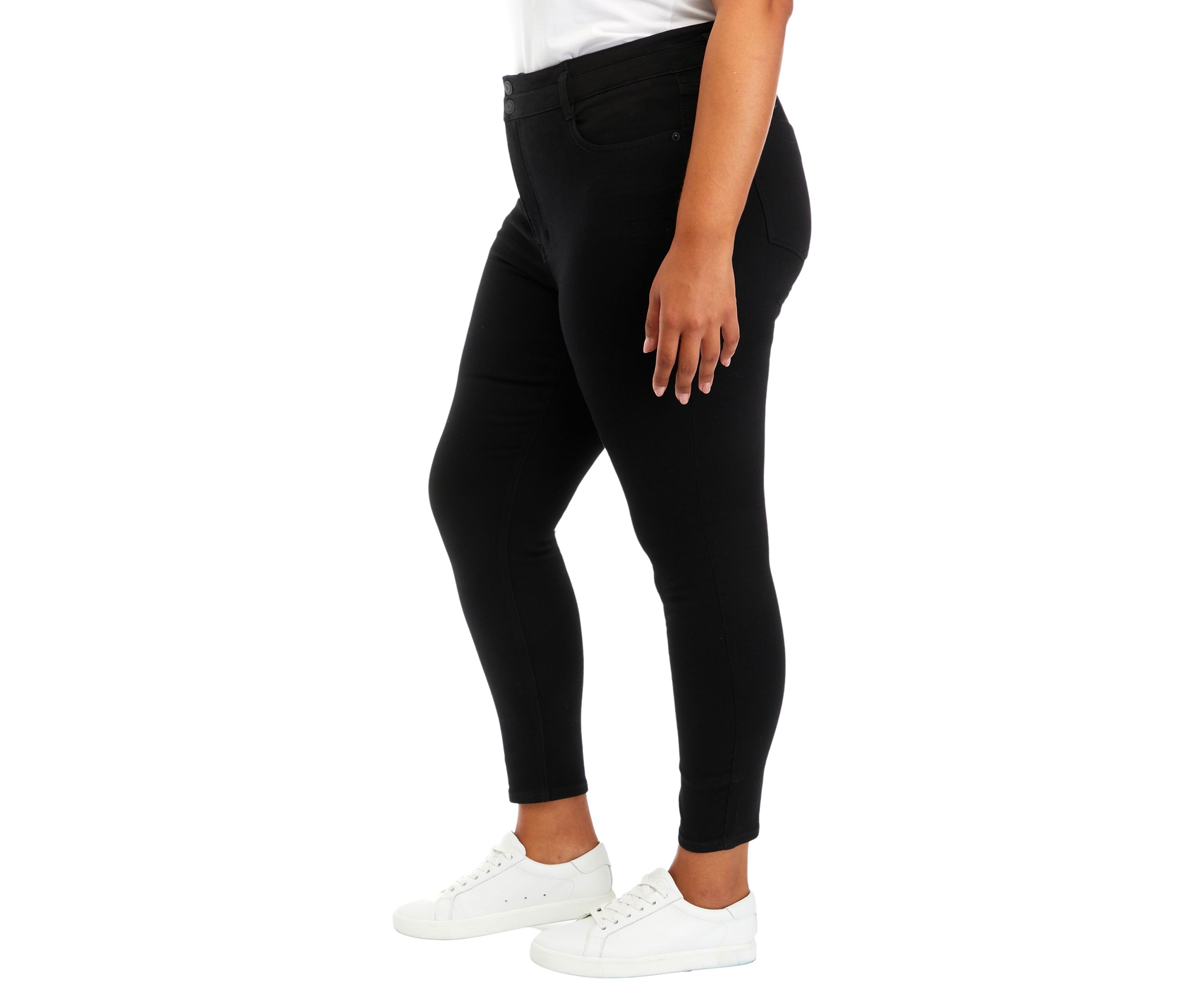 Plus Size Double Button High Rise Jeans