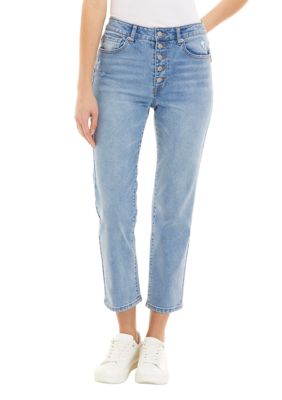 TRUE CRAFT Exposed Button Slim Straight Jeans | belk