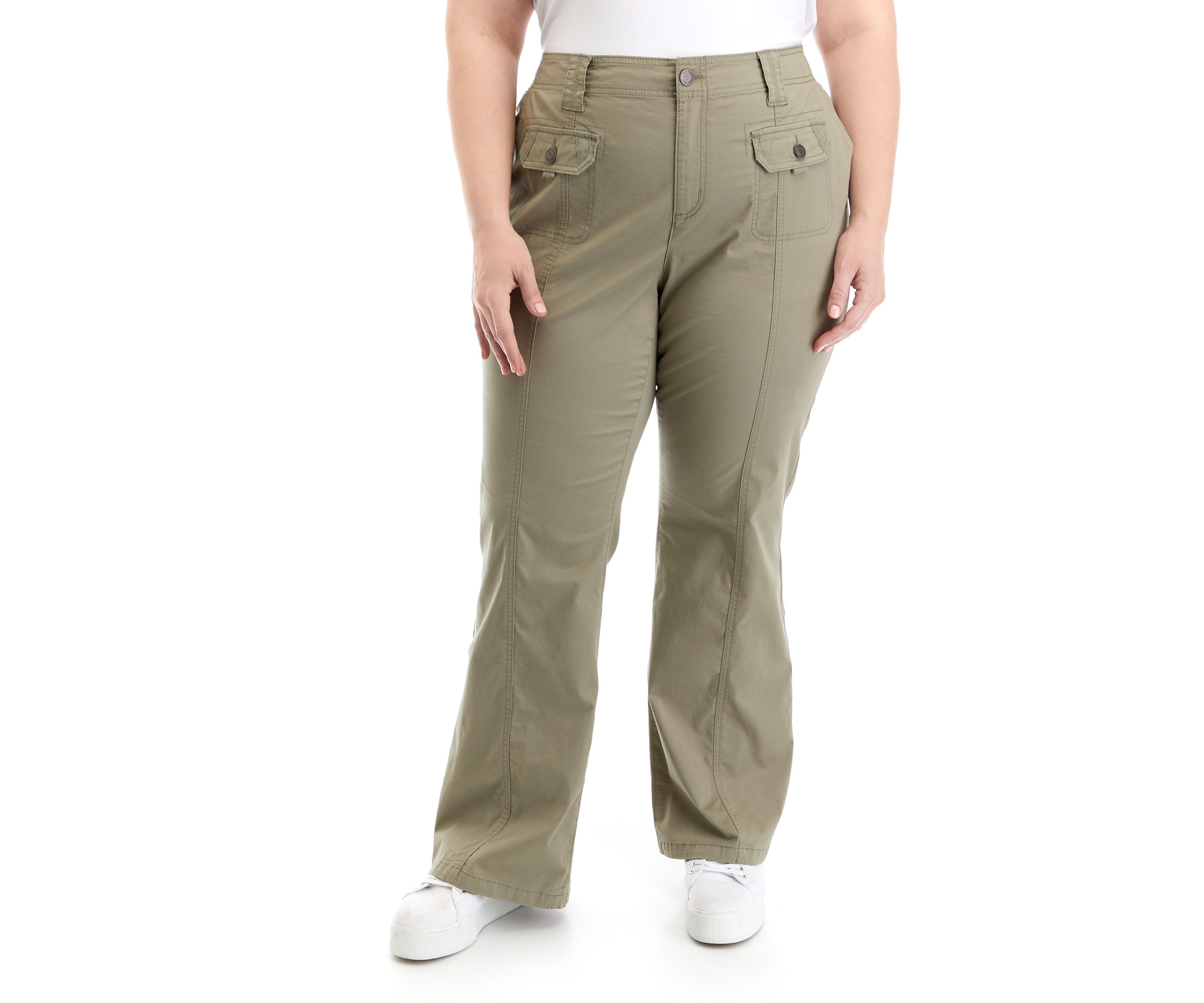 TRUE CRAFT Plus Size Flare Twill Cargo Pocket Pants | Belk